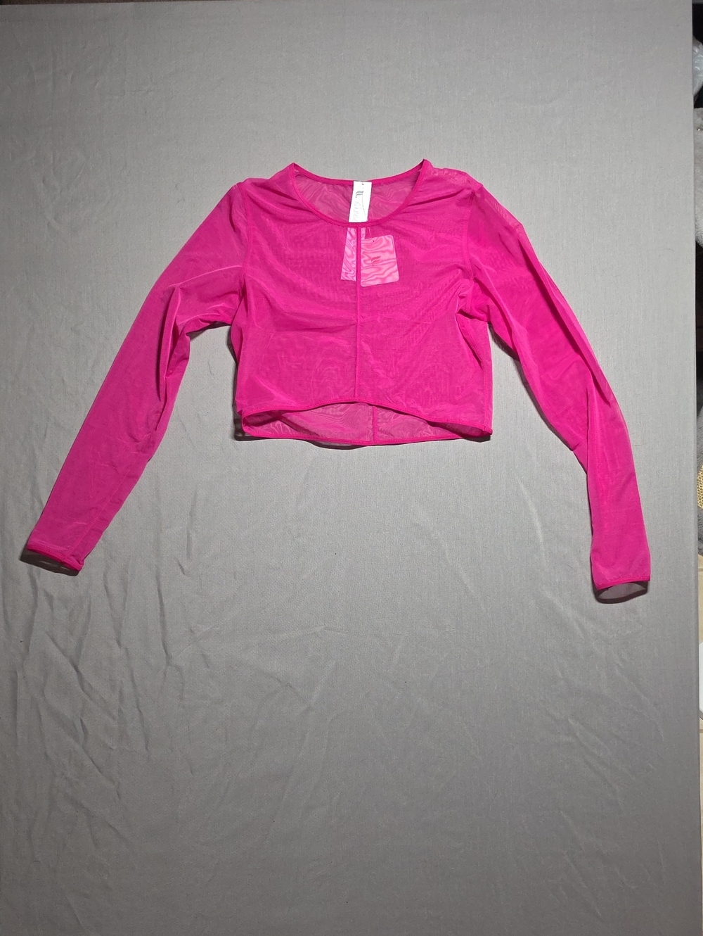 Fabletics Bright Hot Pink Cropped Long Sleeve Top Size Medium